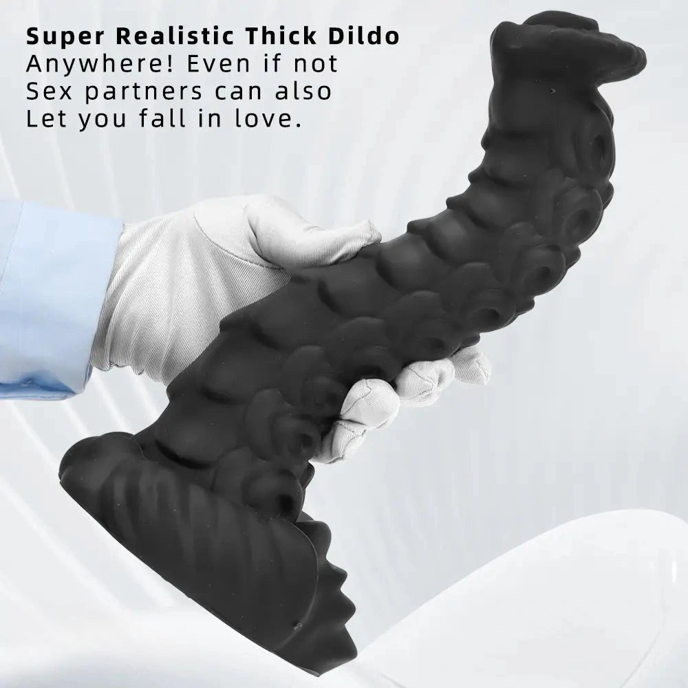 Black ridged tentacle silicone fantasy dildo, photo 8