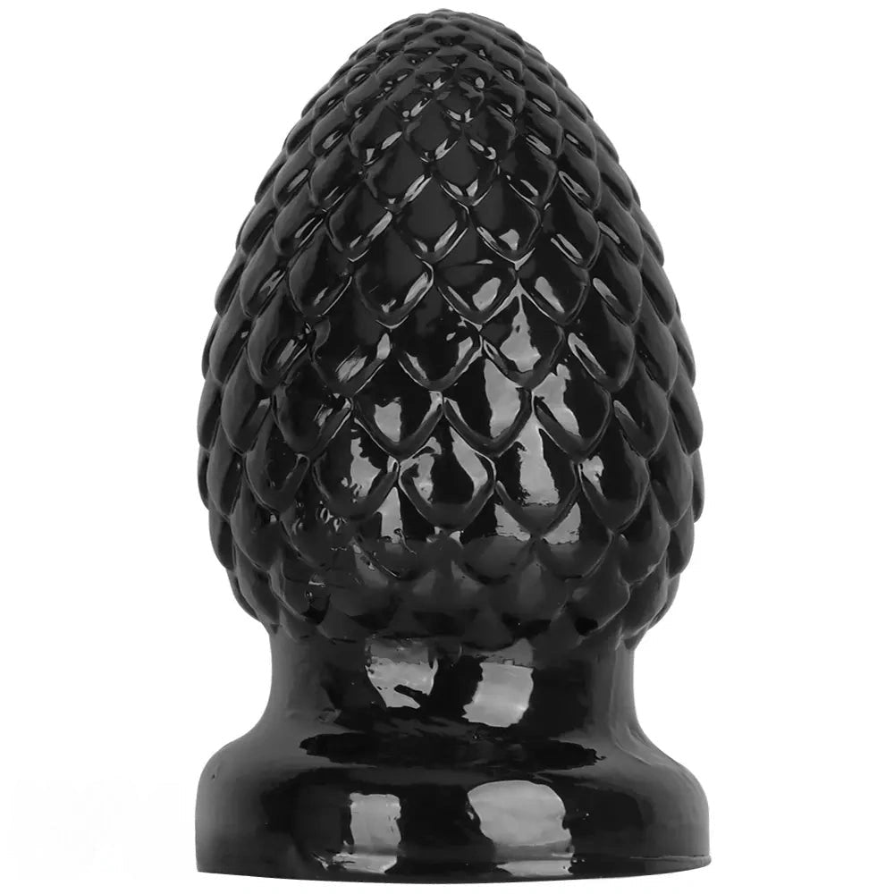 Black textured PVC butt plug, photo 1