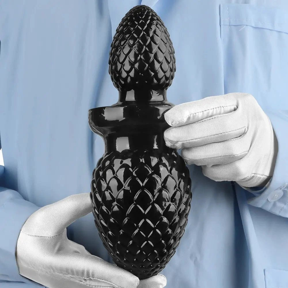 Black textured PVC butt plug, photo 12