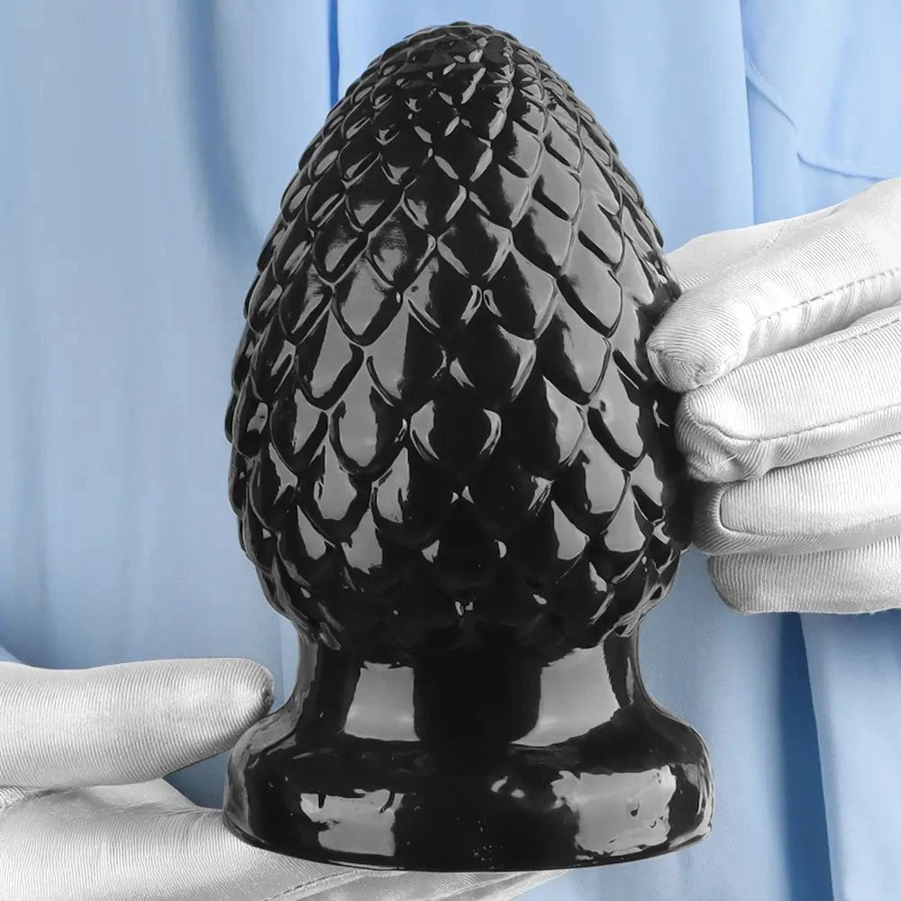 Black textured PVC butt plug, photo 13