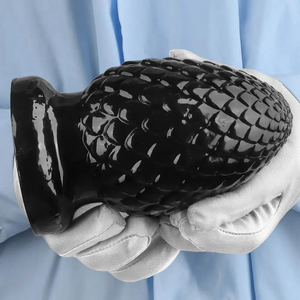 Black textured PVC butt plug, photo 15