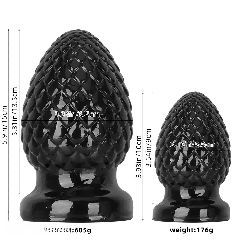 Black textured PVC butt plug, photo 2