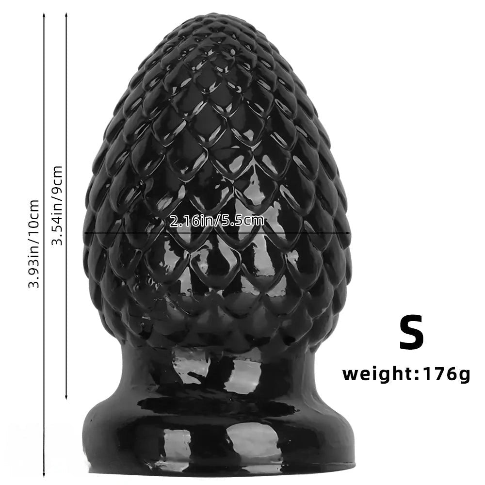 Black textured PVC butt plug, photo 3