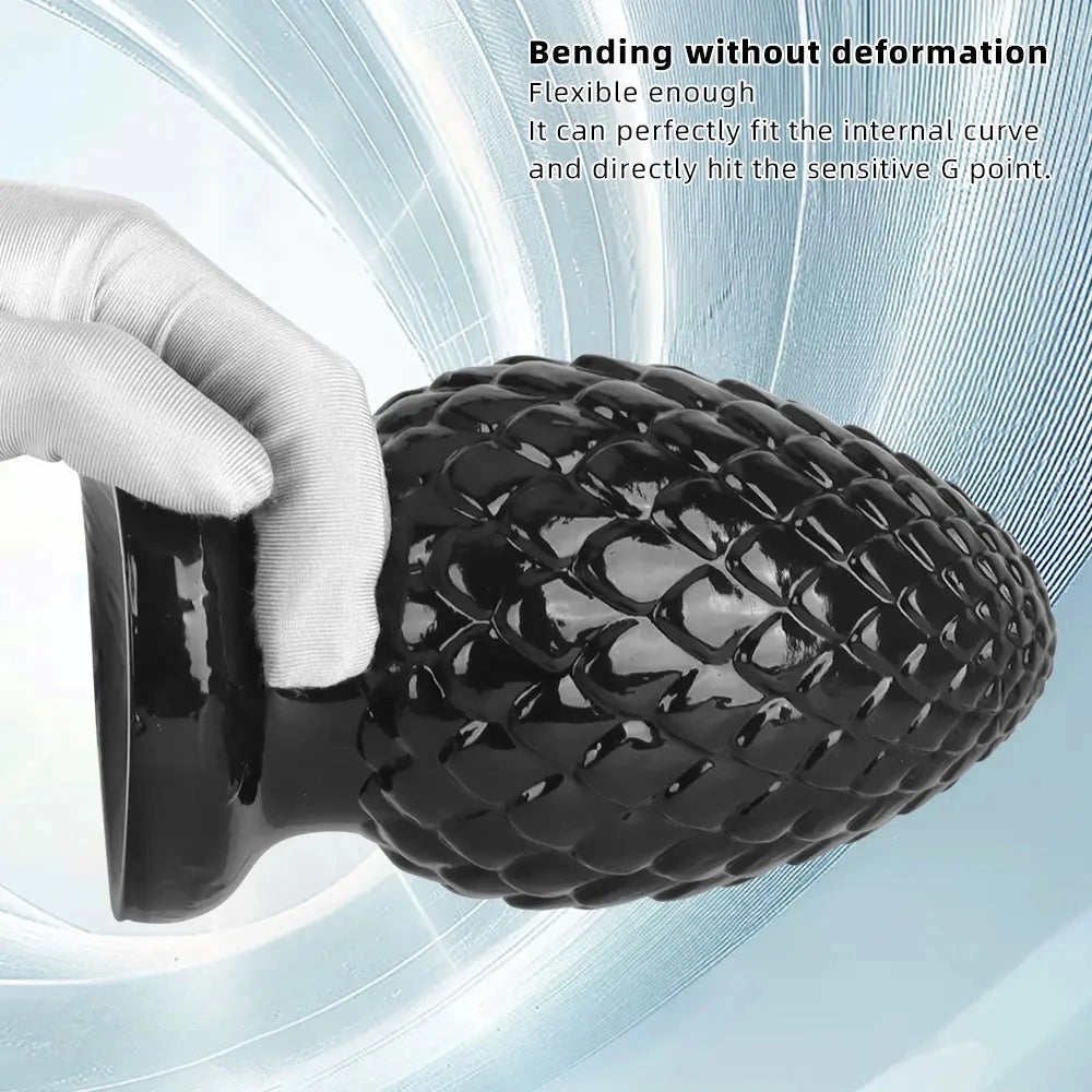 Black textured PVC butt plug, photo 5