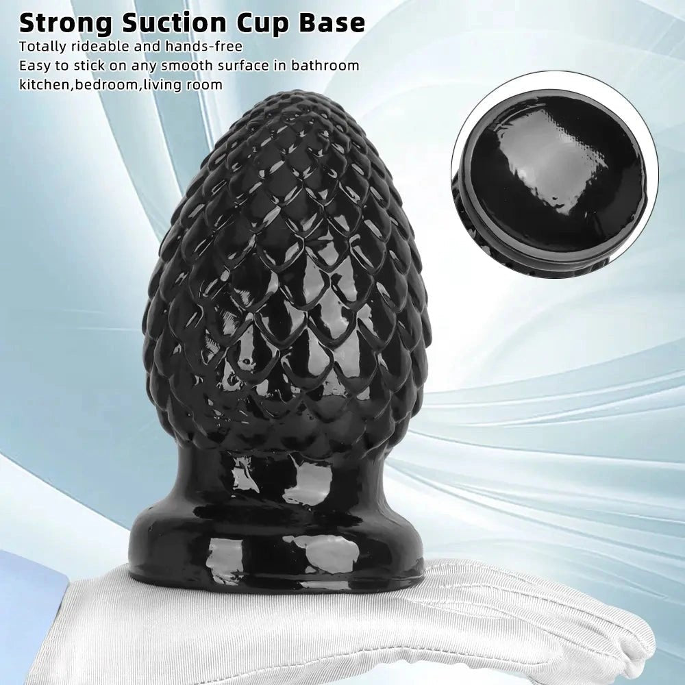 Black textured PVC butt plug, photo 6