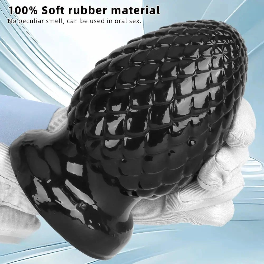 Black textured PVC butt plug, photo 7