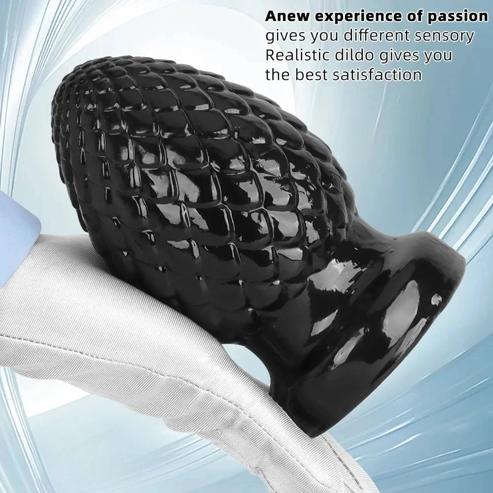 Black textured PVC butt plug, photo 8