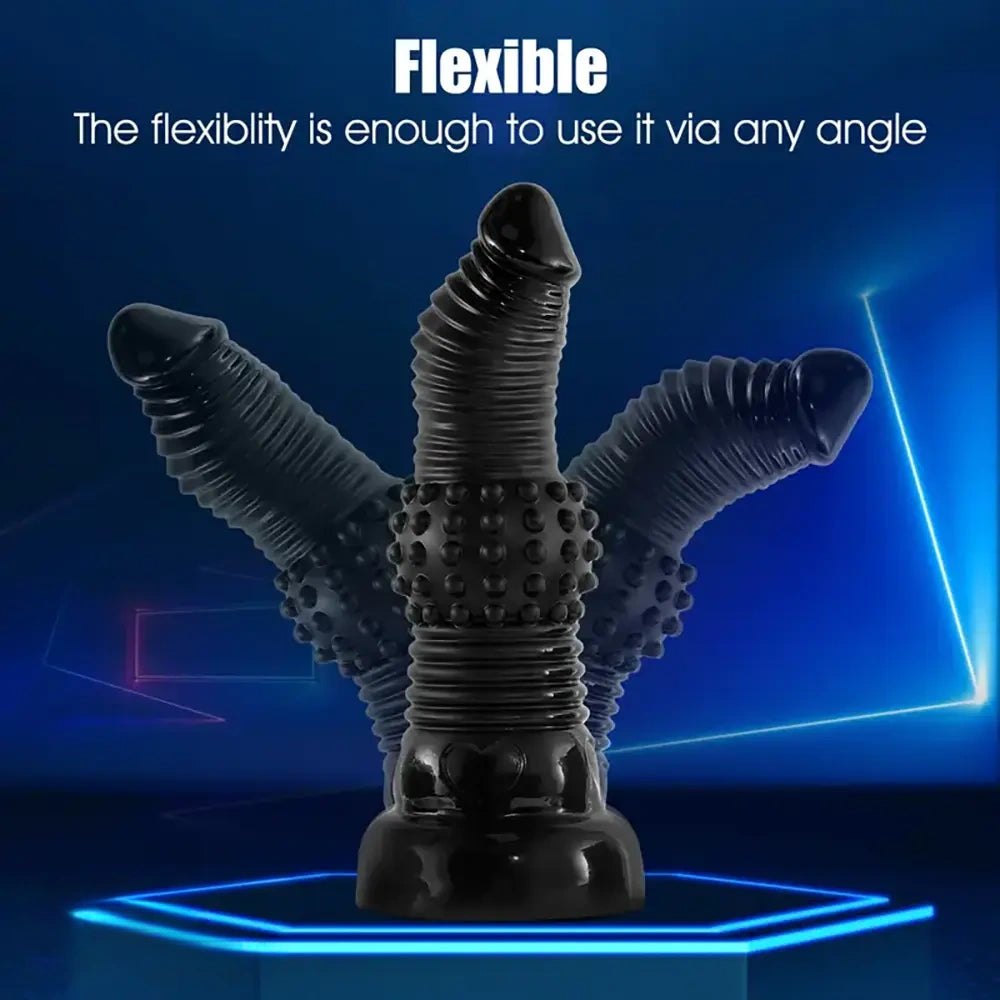 Black textured ridge novelty dildo, photo 3