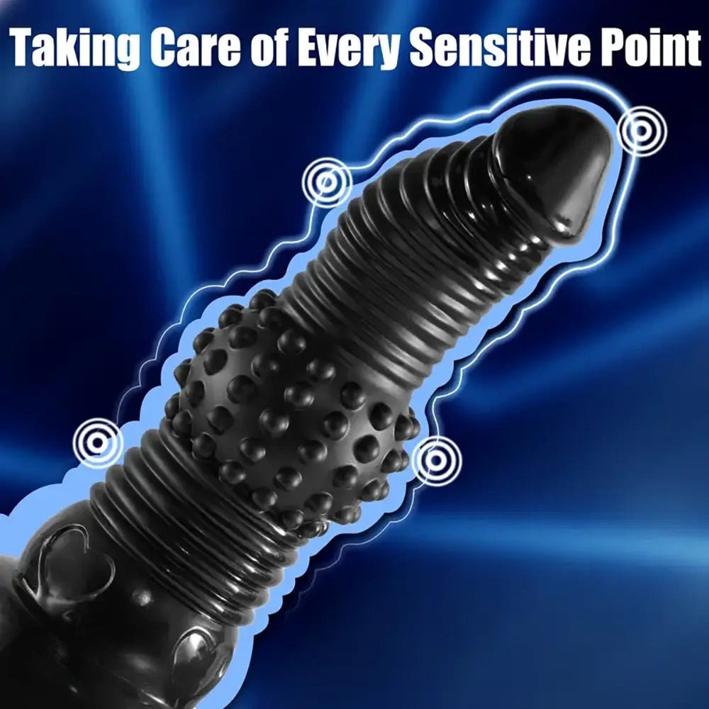 Black textured ridge novelty dildo, photo 4