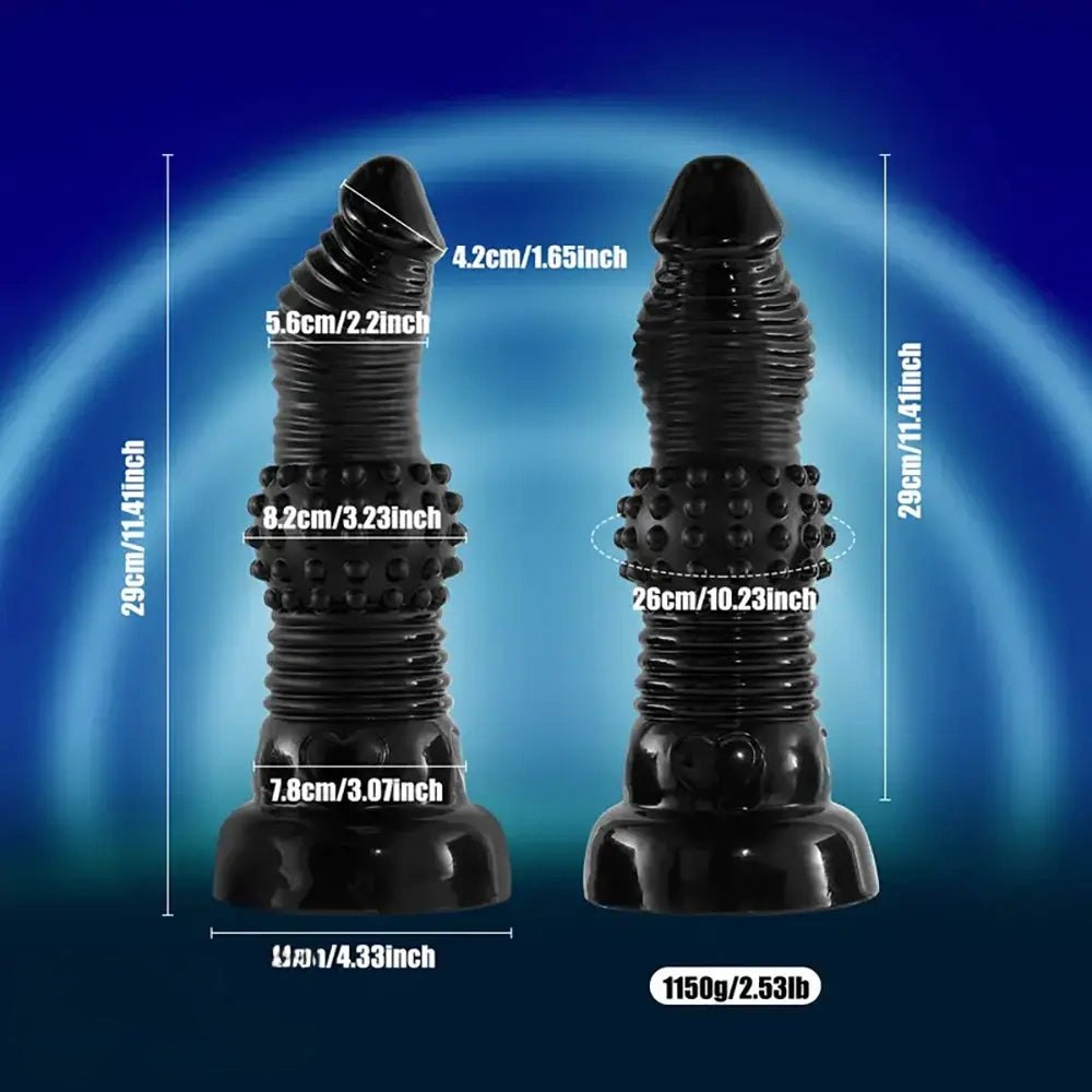 Black textured ridge novelty dildo, photo 5