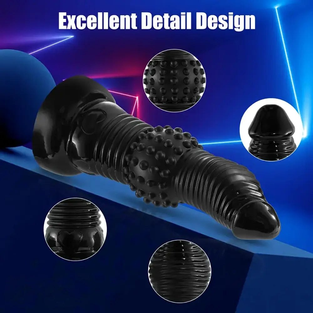 Black textured ridge novelty dildo, photo 6