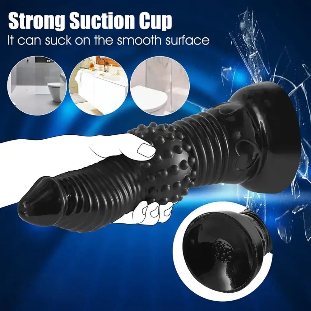 Black textured ridge novelty dildo, photo 7