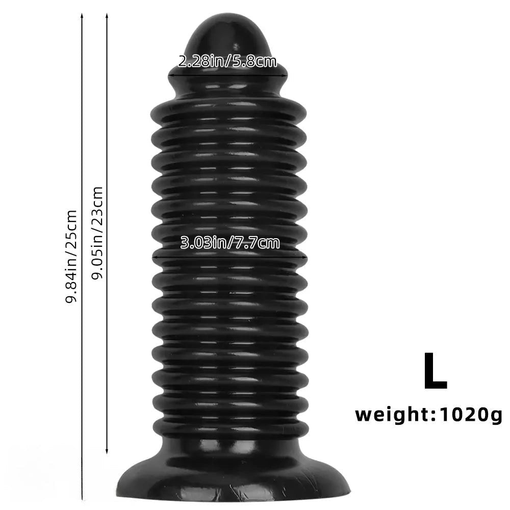 Black PVC ribbed anal plug, photo 11
