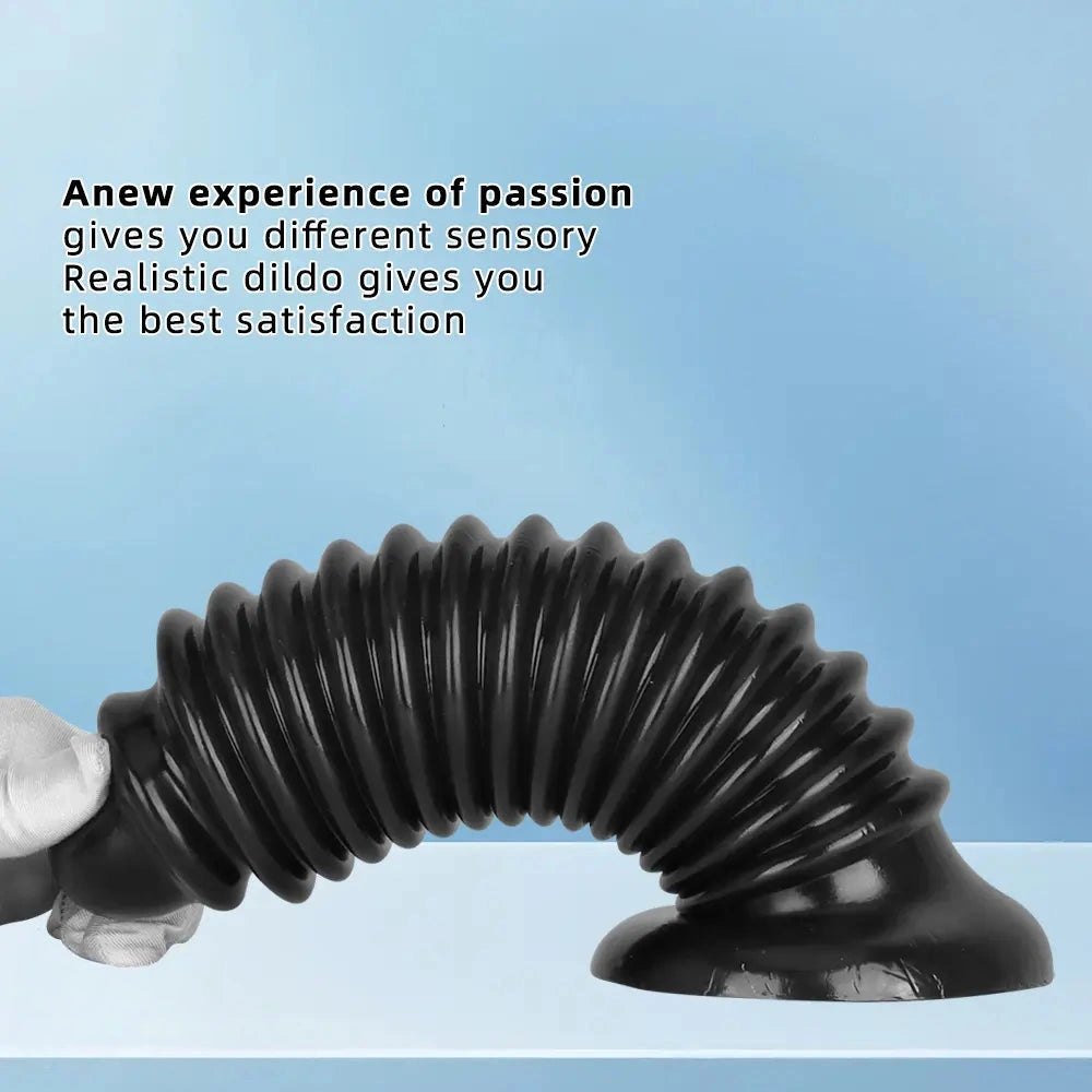 Black PVC ribbed anal plug, photo 4