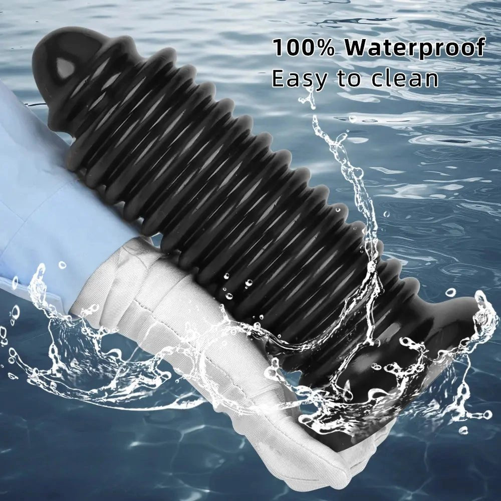Black PVC ribbed anal plug, photo 8