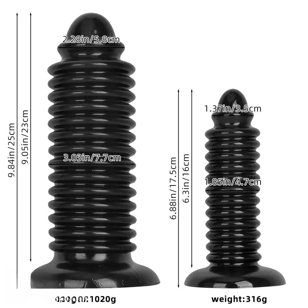 Black PVC ribbed anal plug, photo 9