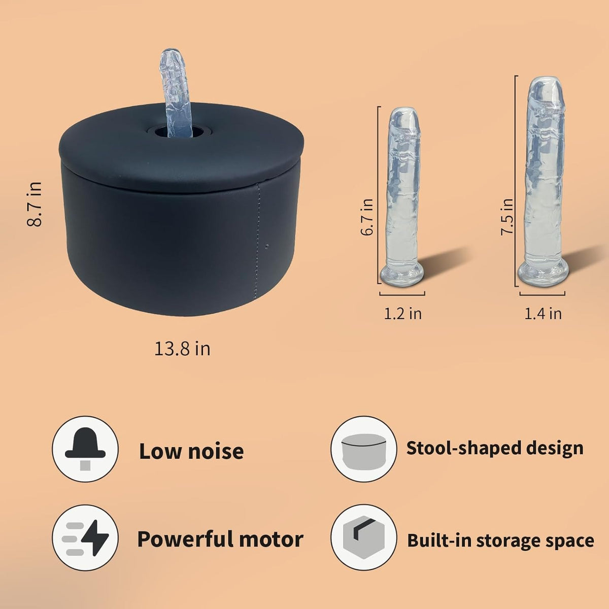 Black thrusting stool sex machine with remote control, photo 9