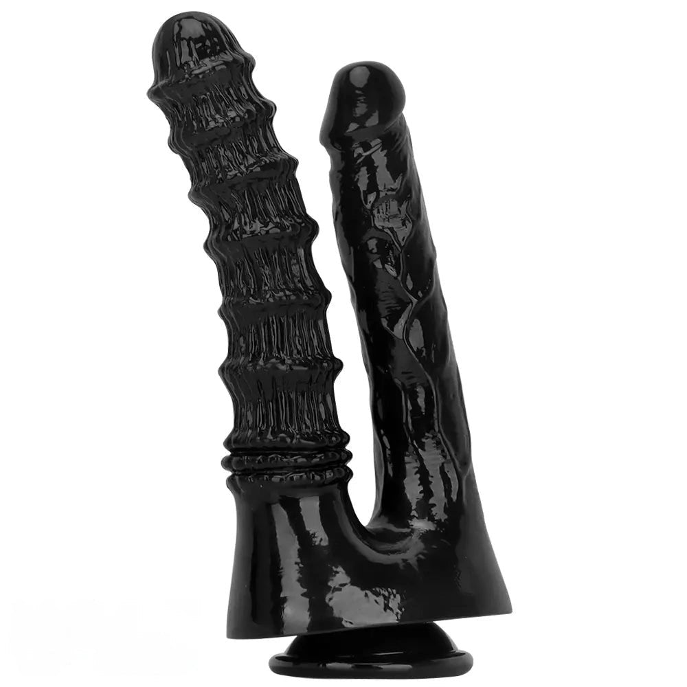 Black PVC double dildo, photo 1