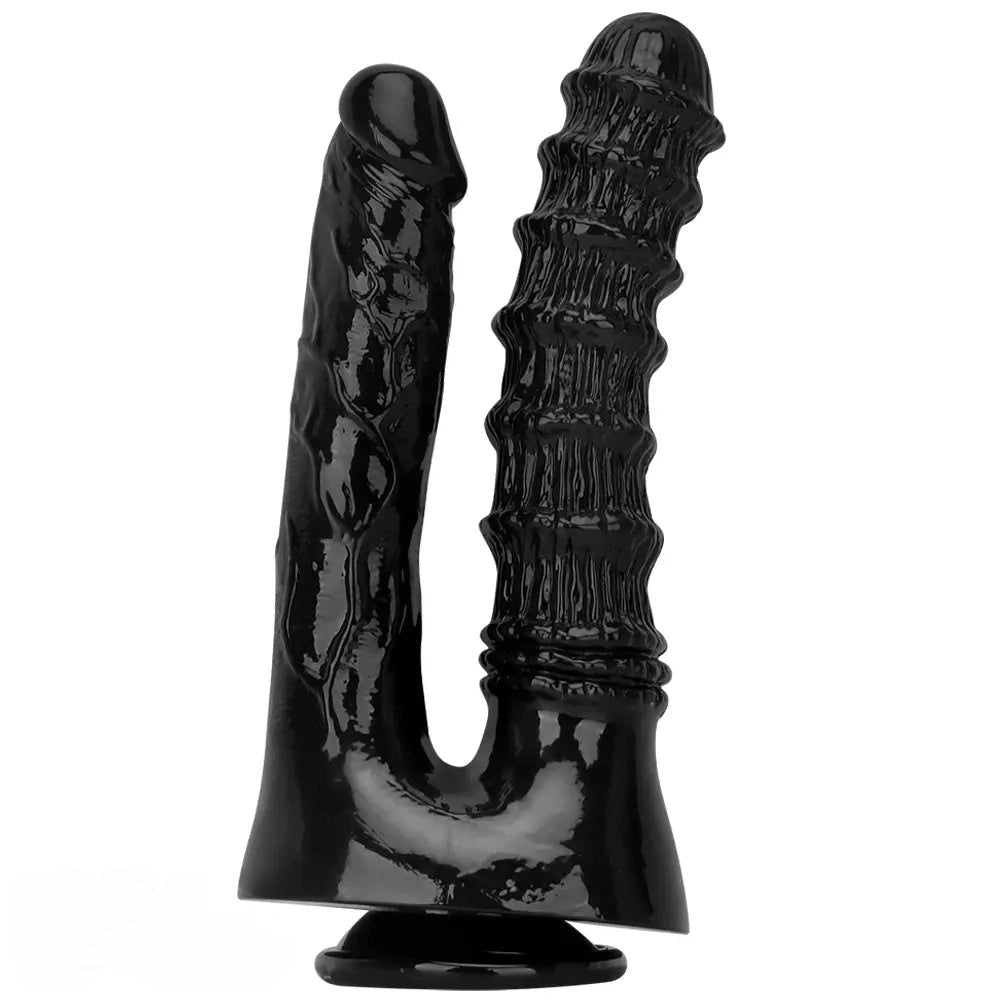 Black PVC double dildo, photo 10