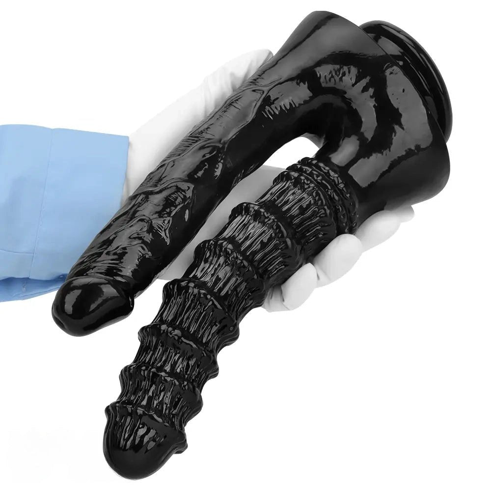 Black PVC double dildo, photo 13