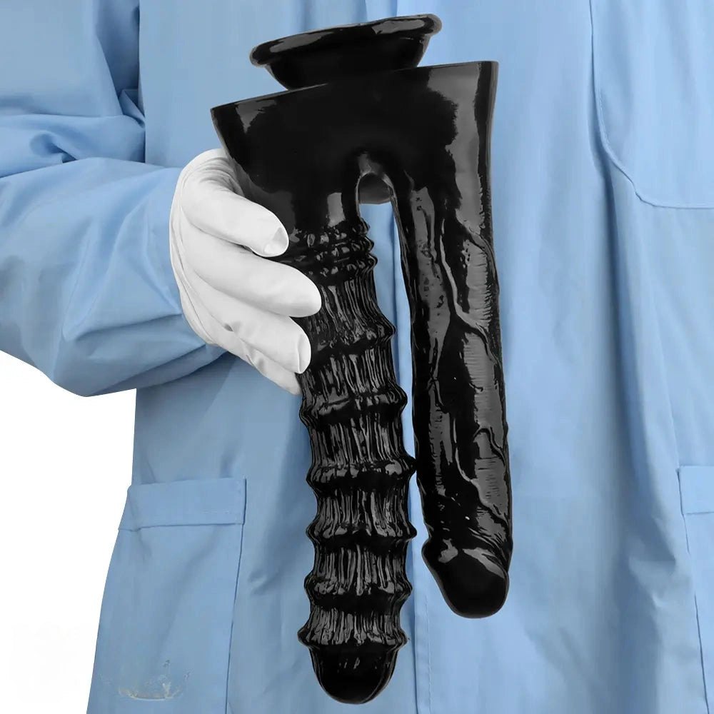 Black PVC double dildo, photo 14
