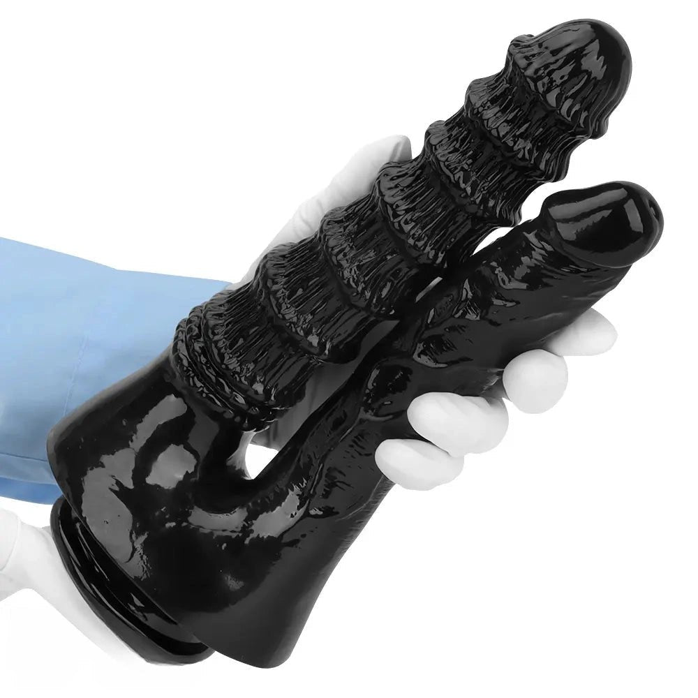 Black PVC double dildo, photo 15