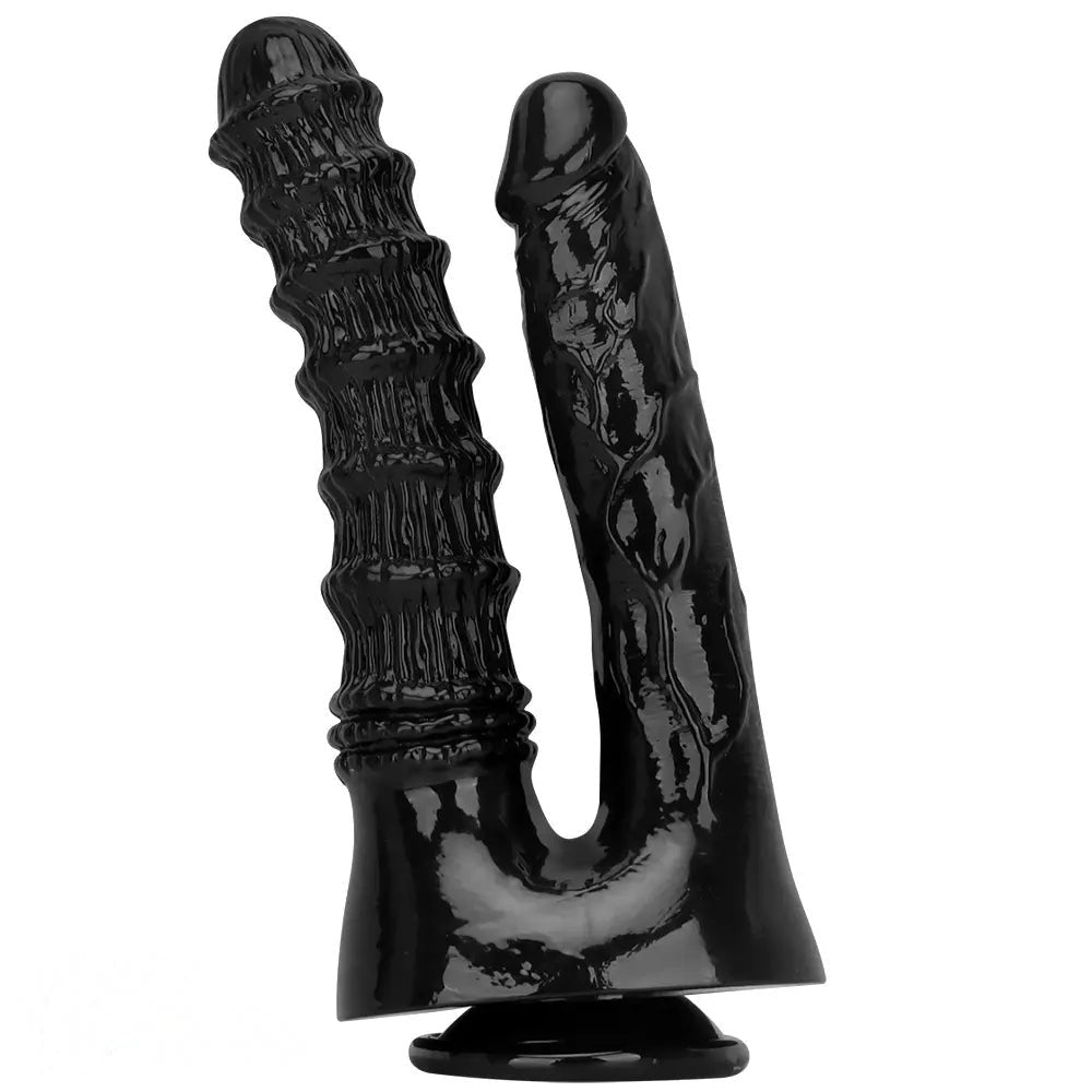 Black PVC double dildo, photo 2