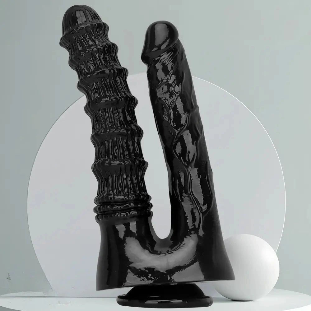 Black PVC double dildo, photo 3