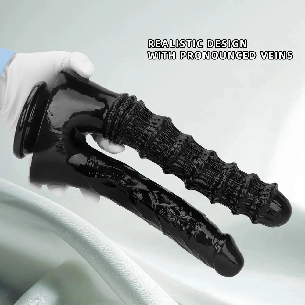 Black PVC double dildo, photo 4