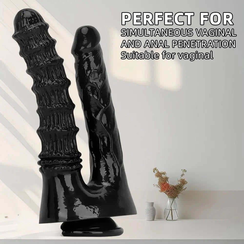Black PVC double dildo, photo 7