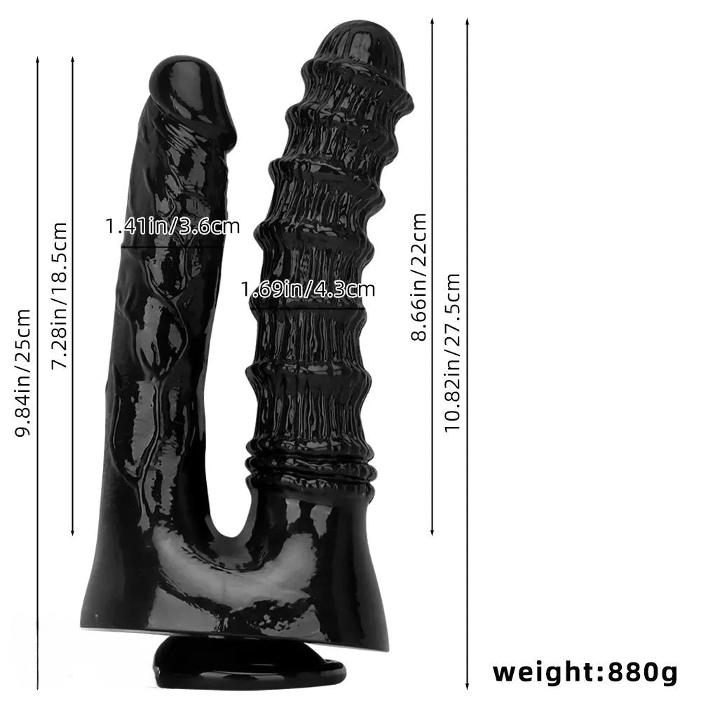 Black PVC double dildo, photo 9