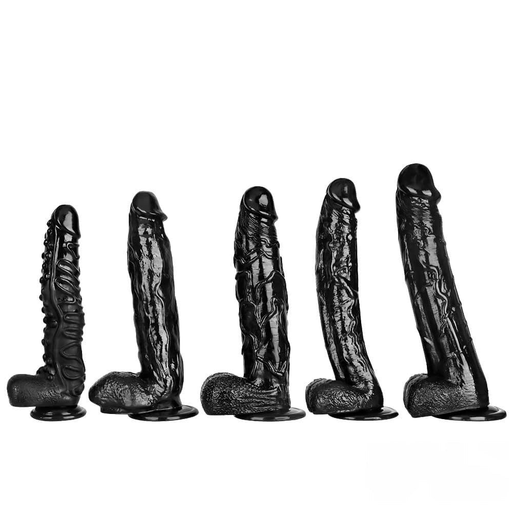 Black veiny realistic pvc dildo with suction cup base, photo 1