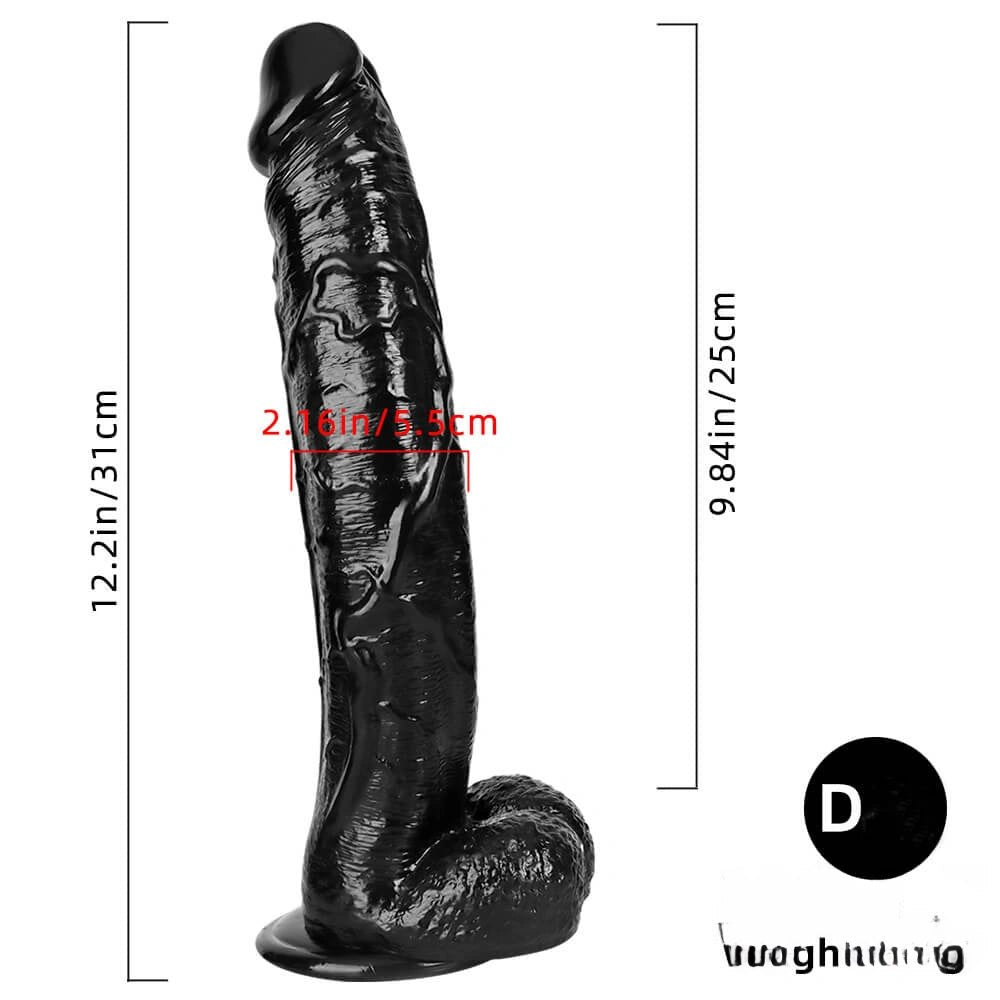Black veiny realistic pvc dildo with suction cup base, photo 11
