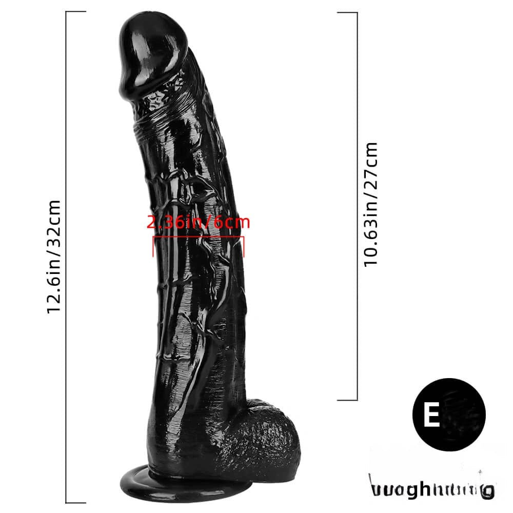 Black veiny realistic pvc dildo with suction cup base, photo 12