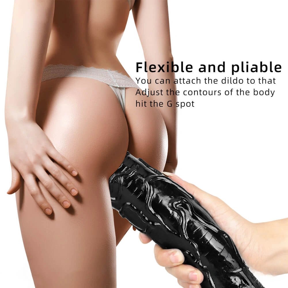 Black veiny realistic pvc dildo with suction cup base, photo 5