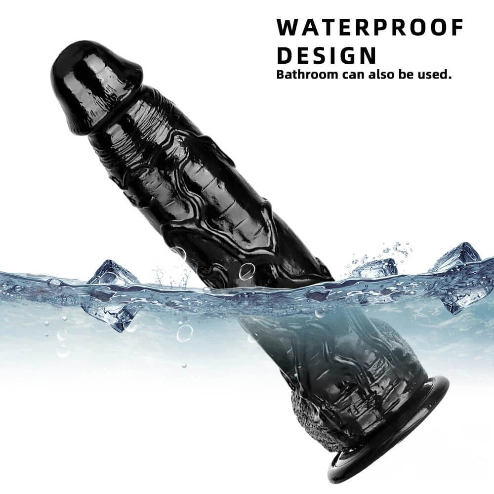 Black veiny realistic pvc dildo with suction cup base, photo 6