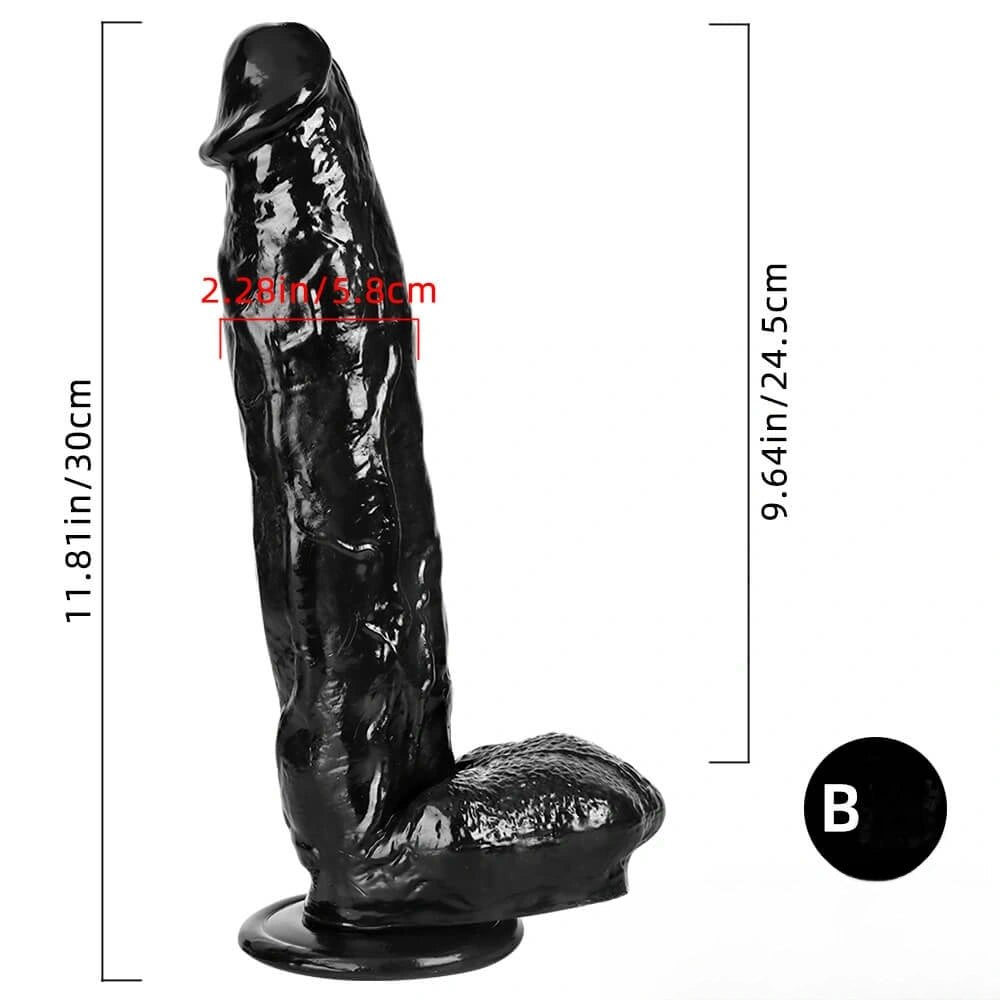 Black veiny realistic pvc dildo with suction cup base, photo 9