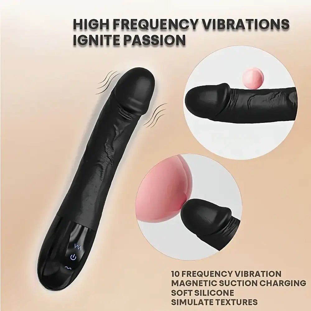 Black vibrating realistic dildo, photo 3