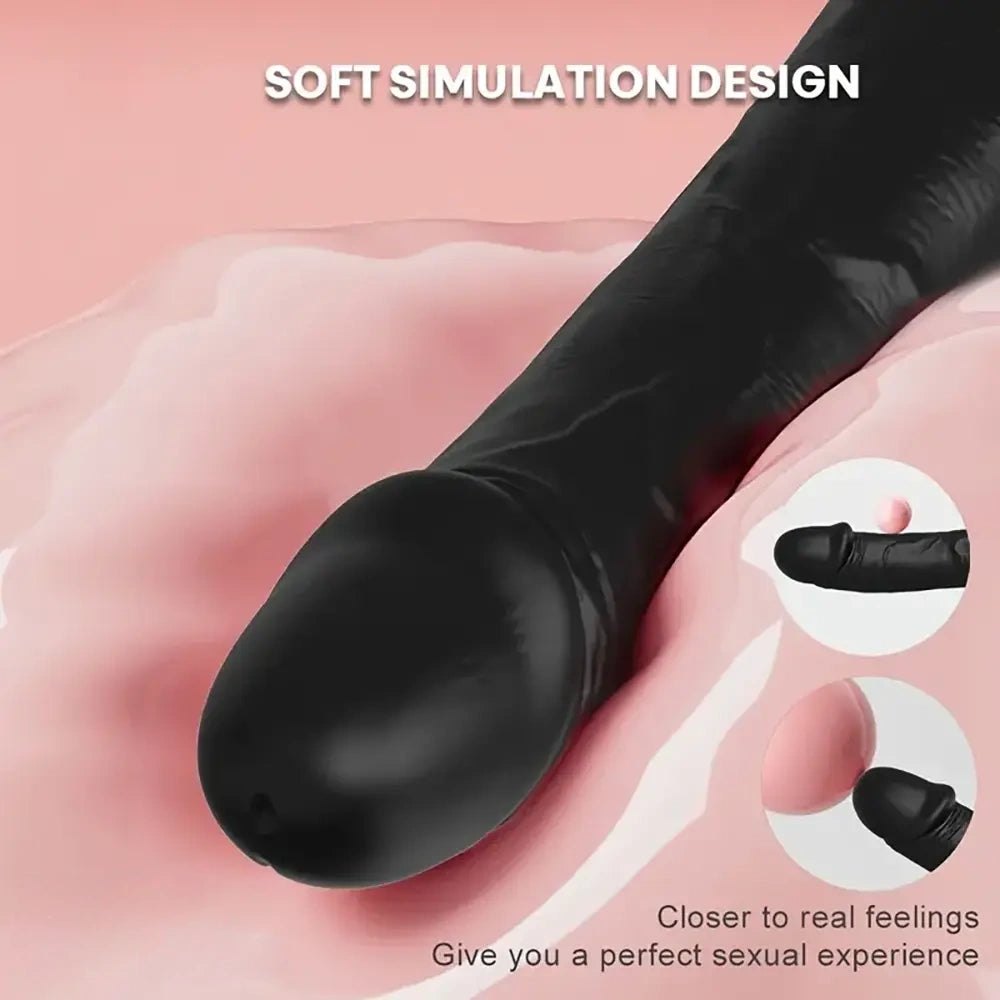 Black vibrating realistic dildo, photo 5