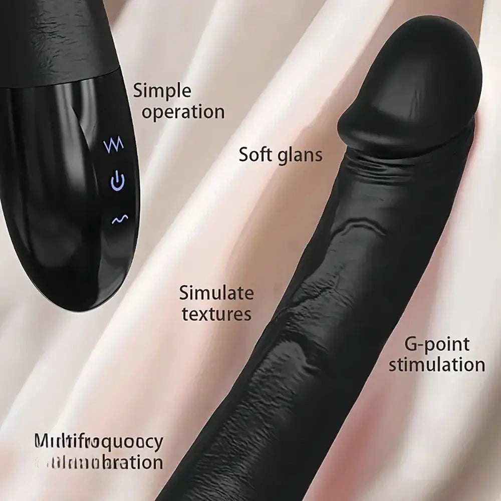 Black vibrating realistic dildo, photo 8