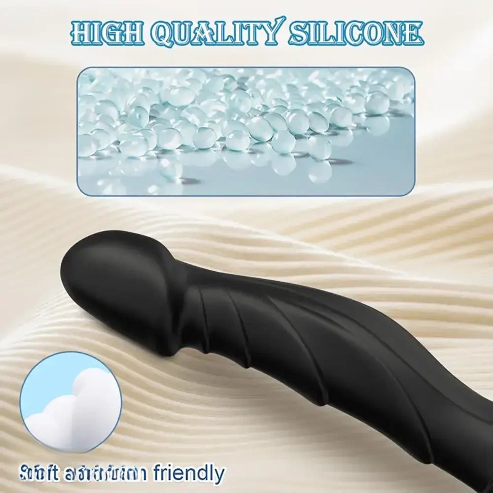 Black vibrating silicone dildo, photo 2