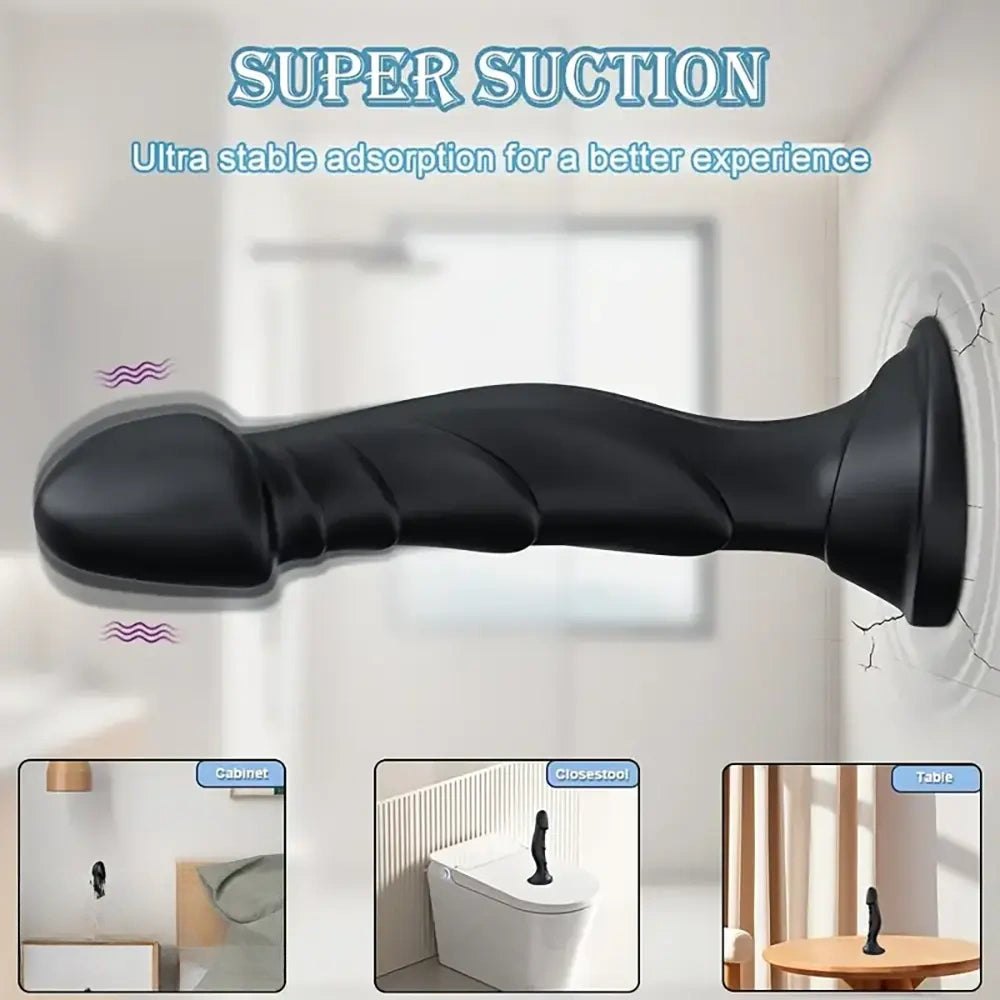 Black vibrating silicone dildo, photo 3
