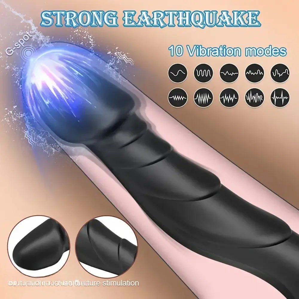 Black vibrating silicone dildo, photo 5