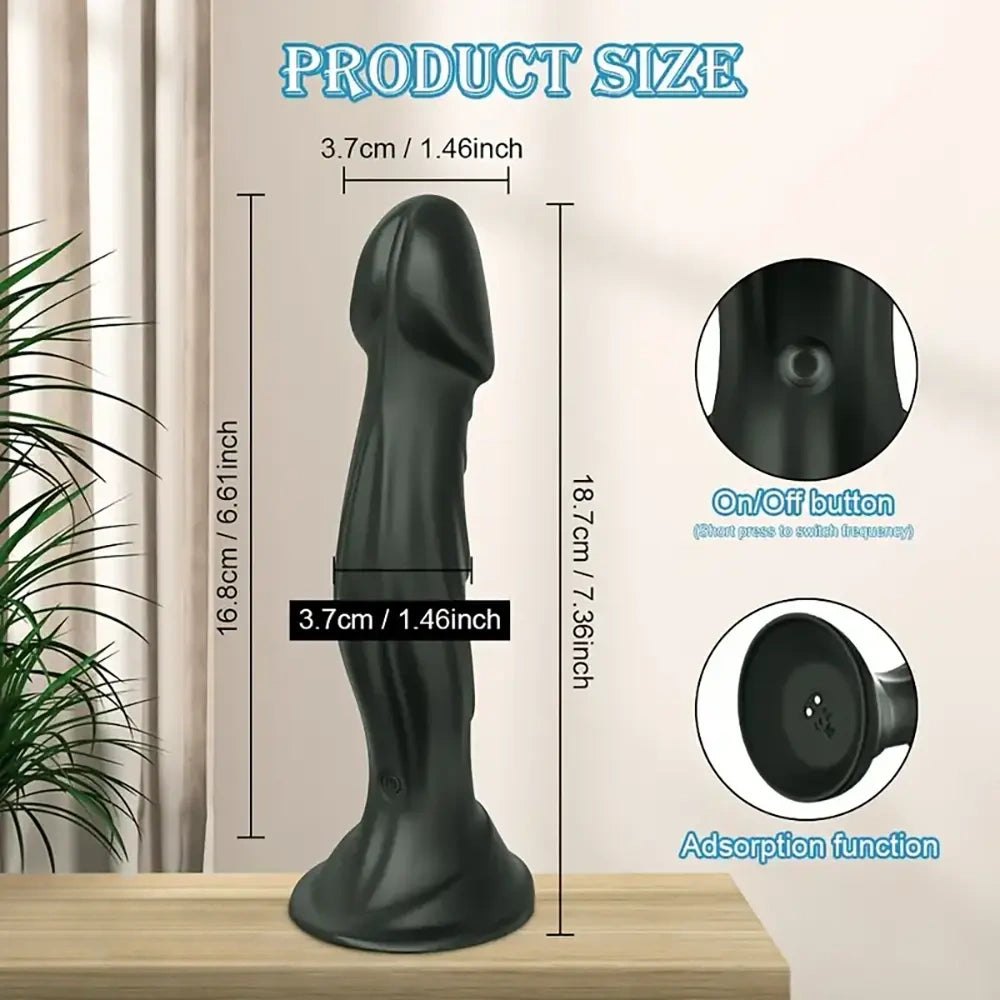 Black vibrating silicone dildo, photo 6