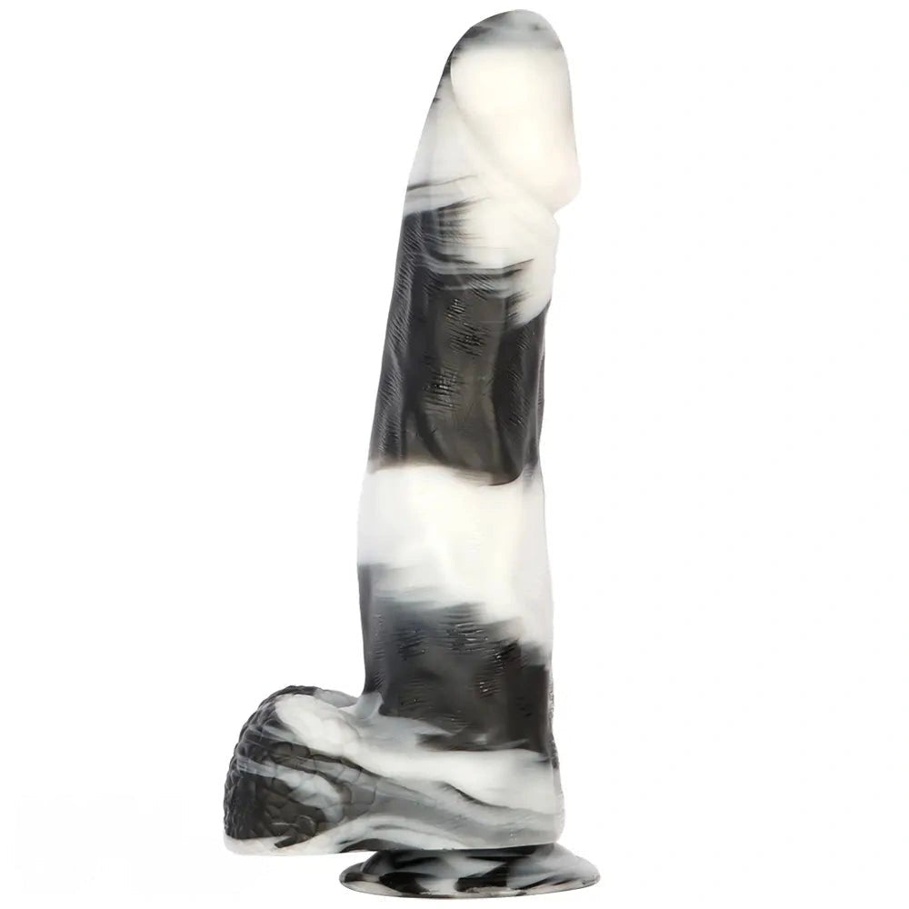 Black and white marbled realistic dildo, photo 15