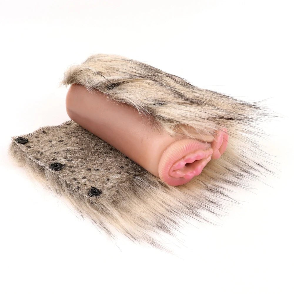 Blond fur dual entry furry masturbator, photo 10
