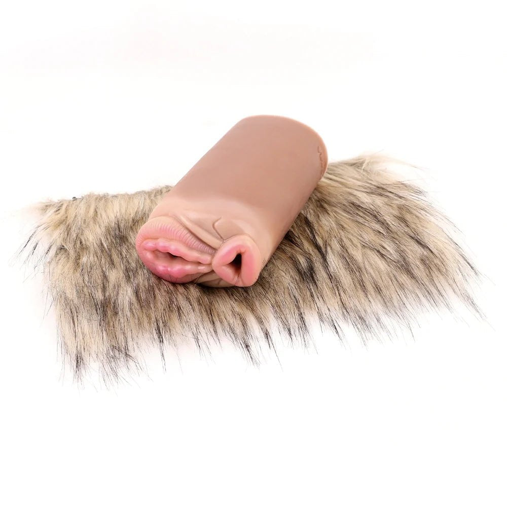 Blond fur dual entry furry masturbator, photo 9