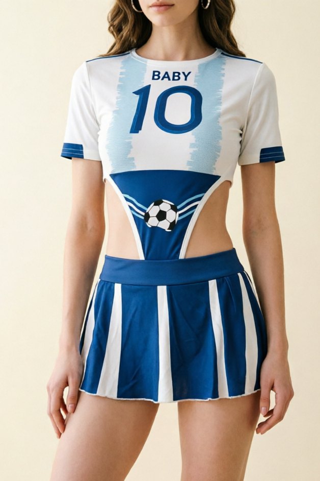 Blue blue cheerleader jersey roleplay costume set