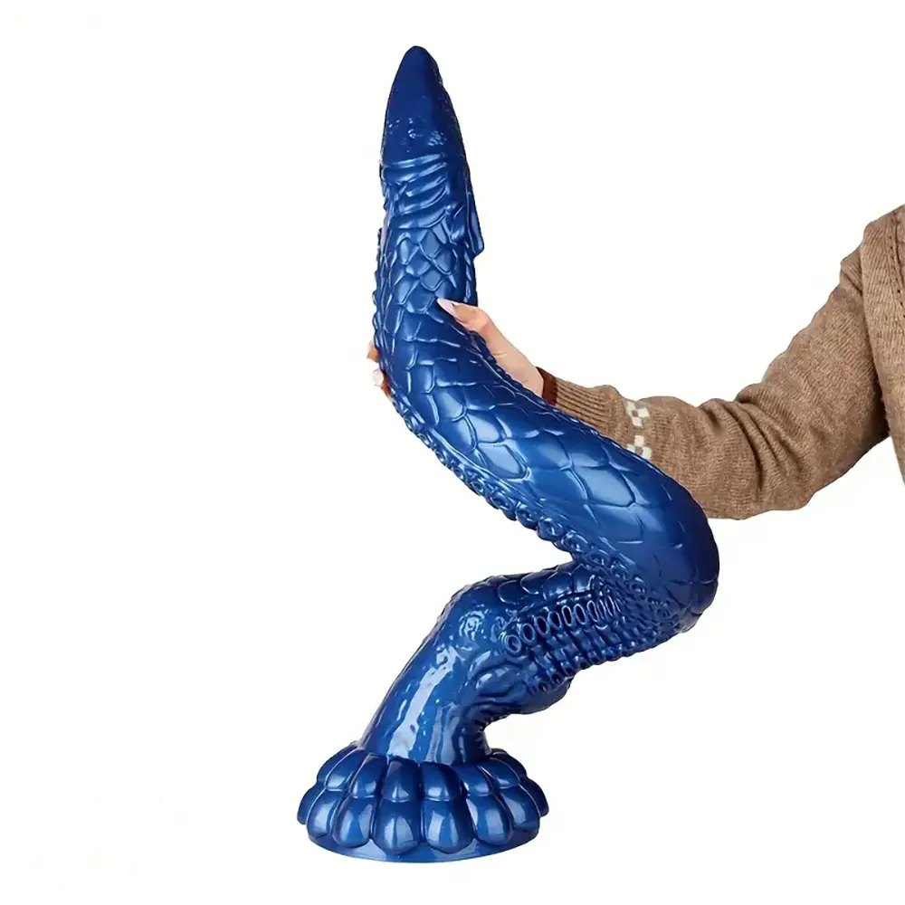 Blue scaled eel tentacle silicone dildo, photo 1