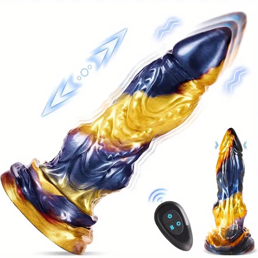 Blue and gold fantasy monster vibrating dildo, photo 1